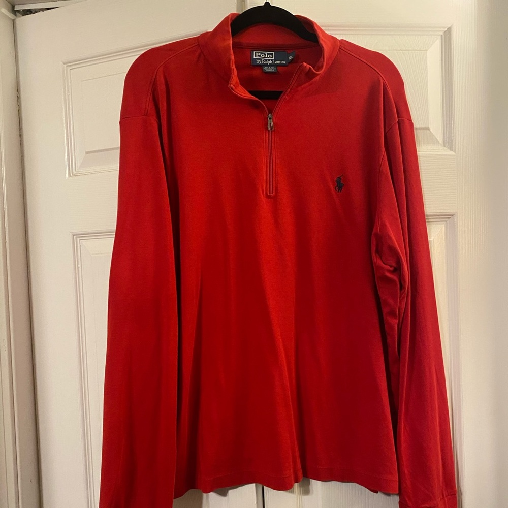 Polo Ralph Lauren Red 3/4 zip Long Sleeve